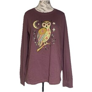 NWT Life Is Good Purple Women's Owl Tee size Large